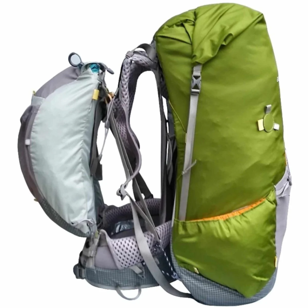 a green Featherlite backpack