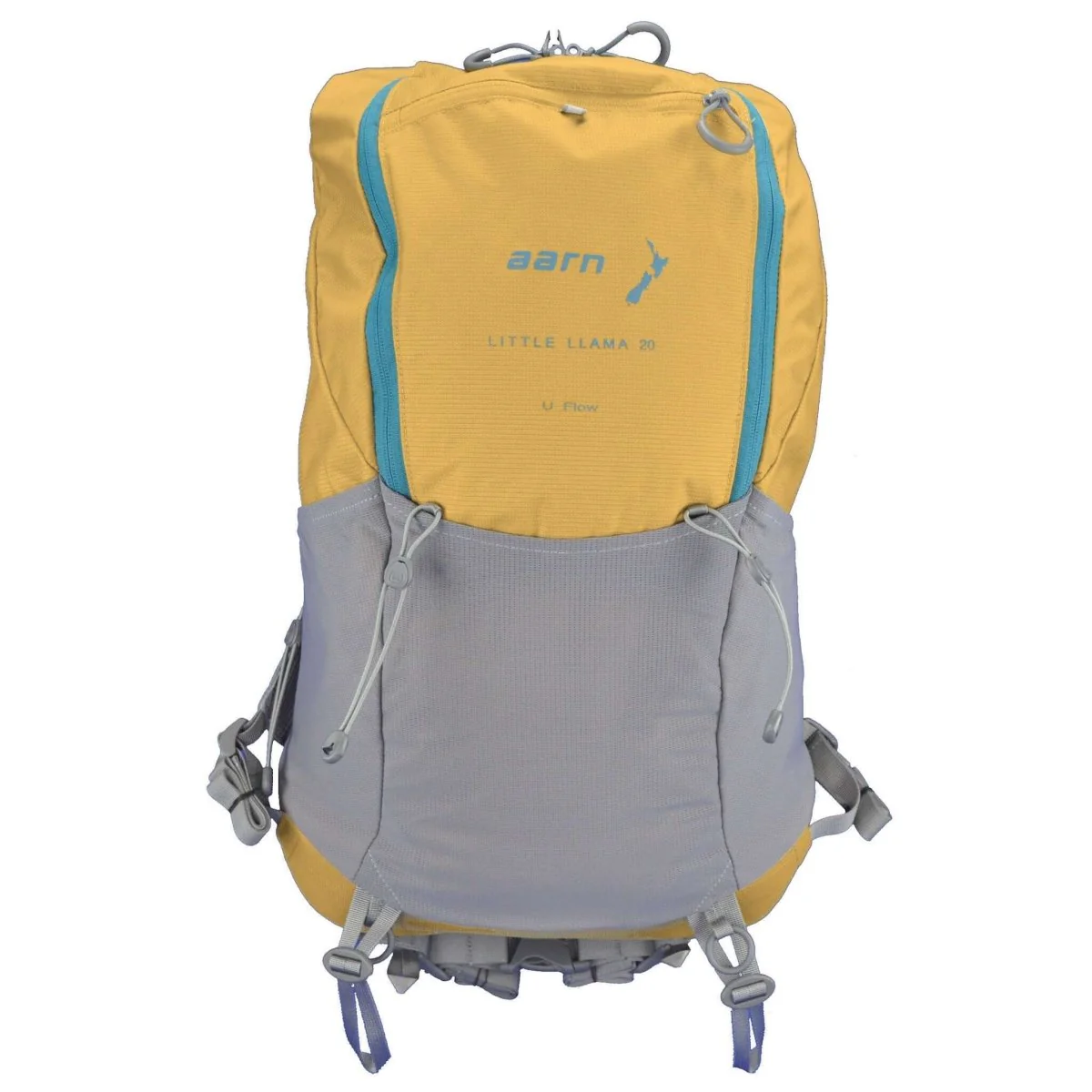 a yellow Aarn backpack 